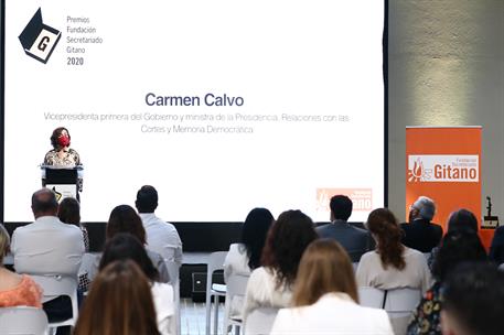 7/06/2021. Carmen Calvo interviene en el acto de entrega los Premios Fundación Secretariado Gitano. La vicepresidenta del Gobierno y ministr...