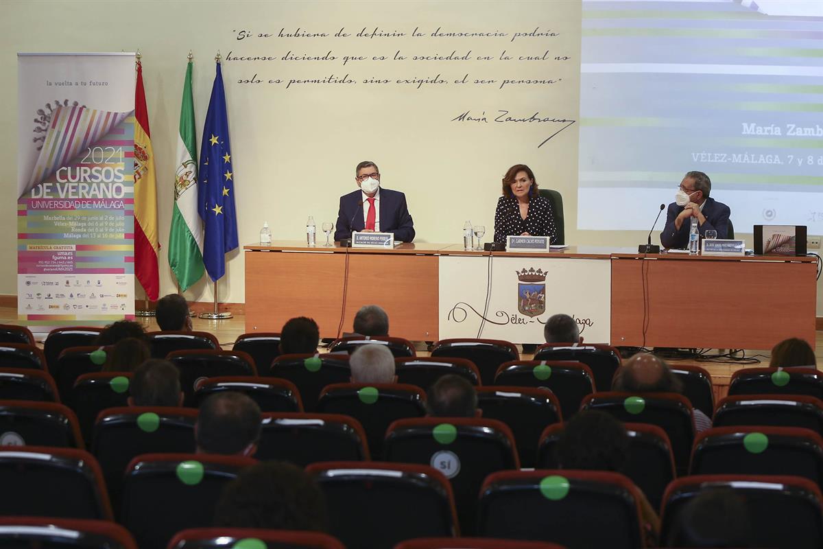 7/07/2021. Calvo interviene en el curso de verano de la Universidad de Málaga 'María Zambrano, hoy'. La vicepresidenta primera y ministra de...