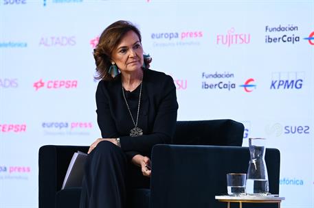 8/07/2021. Carmen Calvo, en los Desayunos Informativos de Europa Press. La vicepresidenta del Gobierno y ministra de la Presidencia, Relacio...