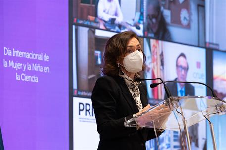 11/02/2021. Día Internacional de la Mujer y la Niña en la Ciencia. La vicepresidenta primera del Gobierno, ministra de la Presidencia, Relac...