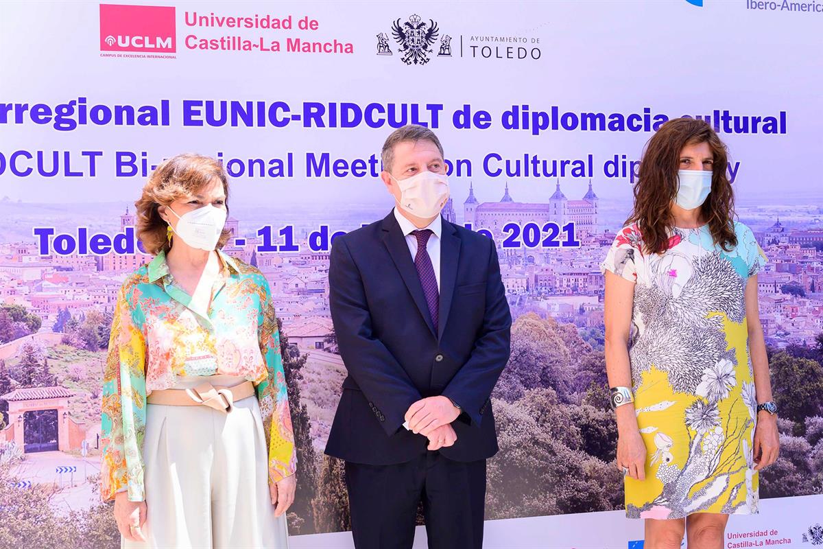 11/06/2021. Carmen Calvo asiste a la clausura del encuentro de diplomacia cultural en Toledo. La vicepresidenta del Gobierno, ministra de la...