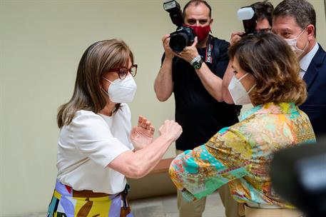 11/06/2021. Carmen Calvo asiste a la clausura del encuentro de diplomacia cultural en Toledo. La vicepresidenta del Gobierno, ministra de la...