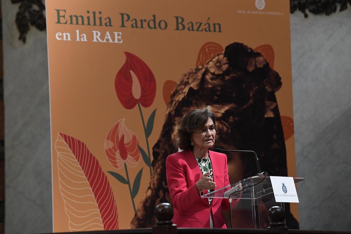 13/05/2021. Inauguración de la Jornada Literaria sobre Emilia Pardo Bazán en la RAE. La vicepresidenta del Gobierno, ministra de la Presiden...