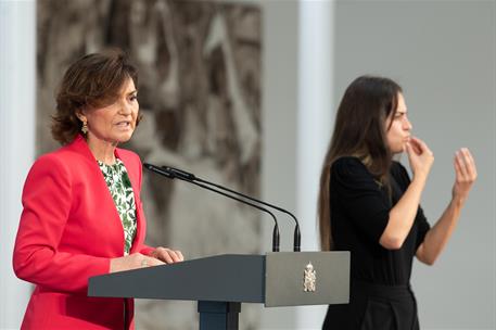 13/05/2021. Acto con motivo de la reforma del artículo 49 de la Constitución. La vicepresidenta primera y ministra de la Presidencia, Relaci...