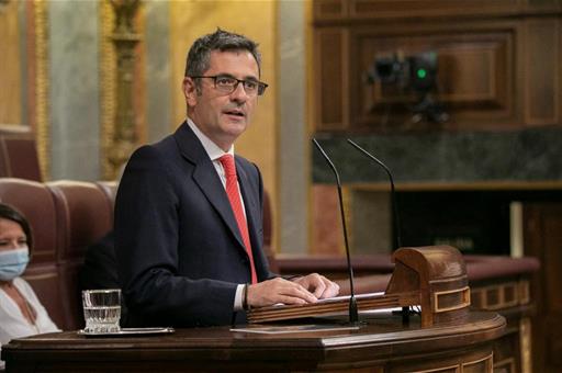 Felix Bolaños durante su comparecencia en el Congreso de los Diputados