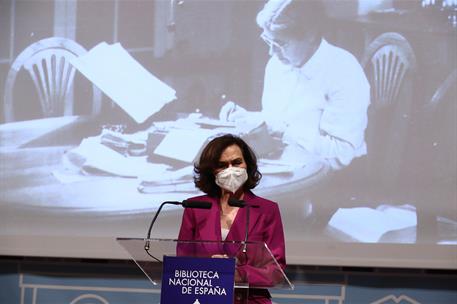 22/01/2021. Carmen Calvo participa en el homenaje a María Moliner. La vicepresidenta primera y ministra de la Presidencia, Relaciones con la...