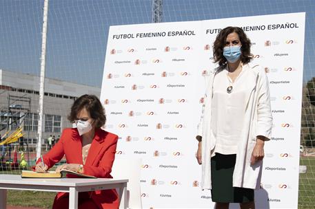 25/03/2021. Calvo, en un acto sobre el Plan de Profesionalización de la liga femenina de fútbol. La vicepresidenta primera del Gobierno, min...