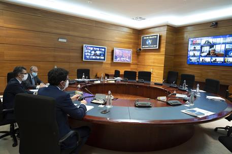 29/12/2021. Bolaños preside la Conferencia Sectorial para Asuntos de Seguridad Nacional. Imagen de la reunión telemática presidida por el mi...