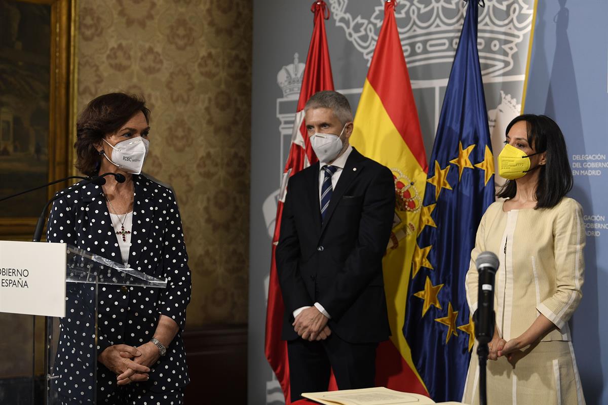 31/03/2021. Carmen Calvo asiste a la toma de posesión de la delegada del Gobierno en Madrid. La vicepresidenta primera y ministra de la Pres...