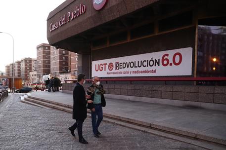 1/02/2022. ​Félix Bolaños presenta el Plan Anual Normativo 2022 al secretario general de UGT, Pepe Álvarez. El ministro de la Presidencia, R...