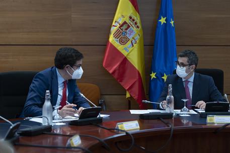 3/03/2022. Félix Bolaños preside la la reunión del Comité de Situación de Seguridad Nacional. El ministro de la Presidencia, Relaciones con ...