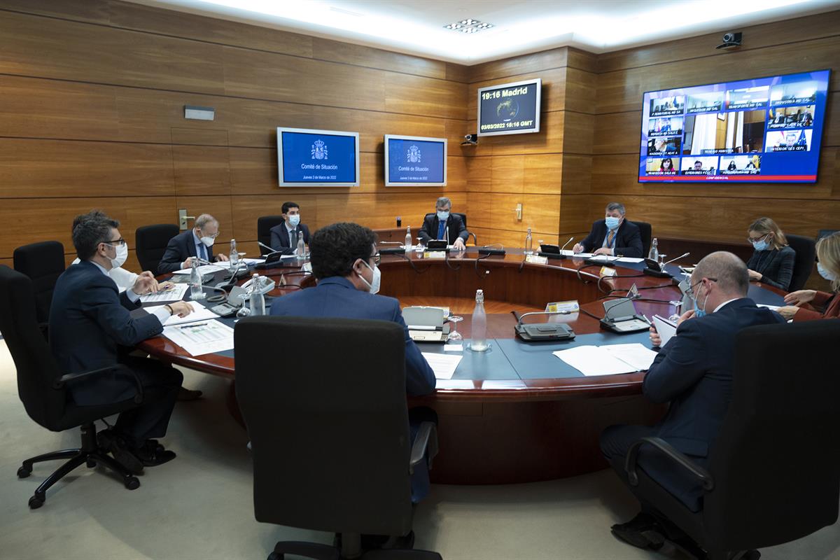 3/03/2022. Félix Bolaños preside la la reunión del Comité de Situación de Seguridad Nacional. El ministro de la Presidencia, Relaciones con ...