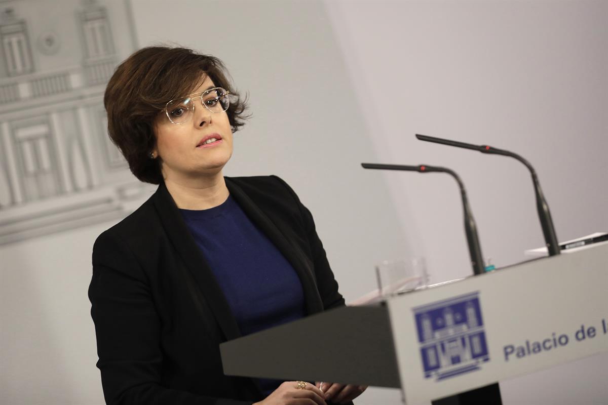 25/01/2018. Sáenz de Santamaría comparece para informar sobre Cataluña. La vicepresidenta del Gobierno, Soraya Sáenz de Santamaría, comparec...