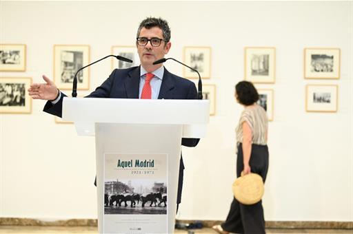 El ministro de la Presidencia, Relaciones con las Cortes y Memoria Democrática, Félix Bolaños, durante su intervención