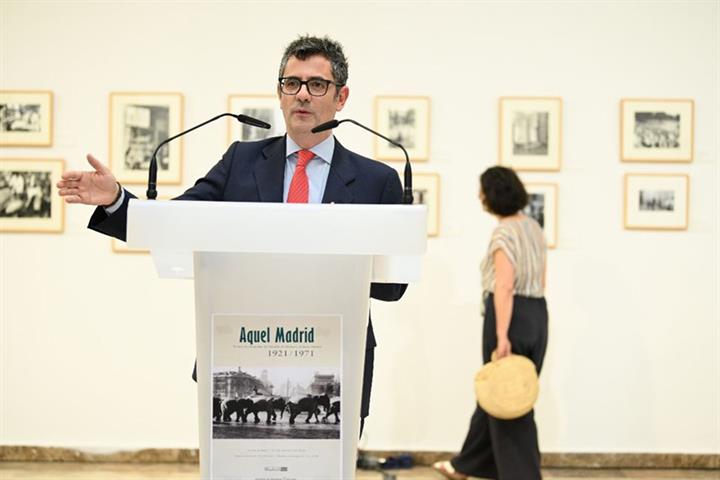 El ministro de la Presidencia, Relaciones con las Cortes y Memoria Democrática, Félix Bolaños, durante su intervención