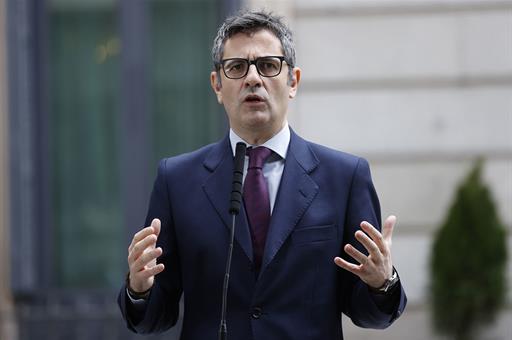 El ministro Félix Bolaños, hoy en el Congreso