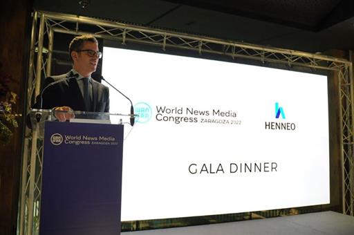 El ministro Félix Bolaños durante su intervención en el World News Media Congress
