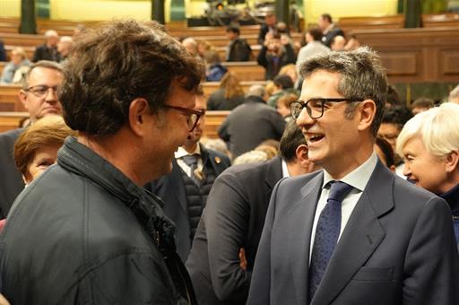El ministro Félix Bolaños, en las jornadas de puertas abiertas del Congreso de los Diputados
