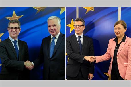30/11/2023. Félix Bolaños se reúne en Bruselas con Věra Jourová y Didier Reynders. El ministro de la Presidencia, Justicia y Relaciones con ...