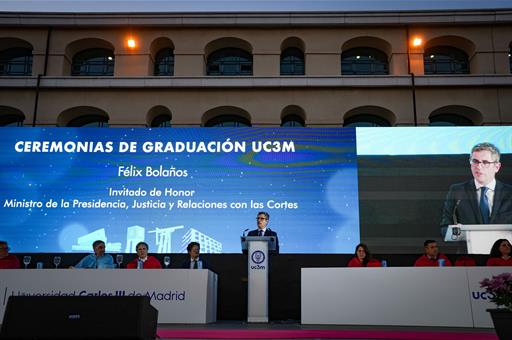 7/07/2025. Félix Bolaños interviene en la graduación de los másteres jurídicos de la Universidad Carlos III