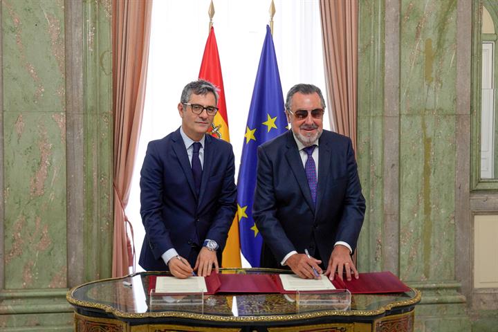 10/10/2025. Félix Bolaños firma un convenio con la Fundación ONCE para mejorar la accesibilidad en la Administración de Justicia