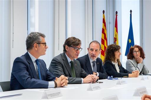 9/10/2026. El ministro Bolaños, el president Illa y el conseller Espadaler visitan la sede provisional de la Escuela Judicial en la Ciudad de la Ju...