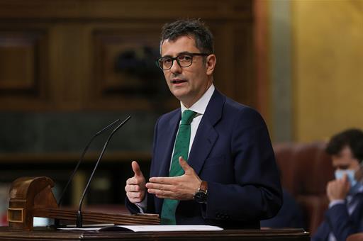 Félix Bolaños durante su intervención en el Congreso de los Diputados